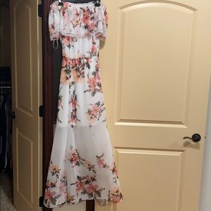 White and Black off-shoulder dress